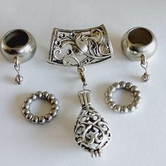 Silver Tone Floral Rings Scarf Bail Ring