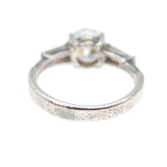 925 Sterling Vintage Round & Tapered Baguette-Cut C Z Engagement Ring Size 6.25