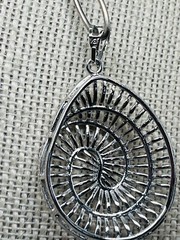 Sterling Silver Fossil Charm Chain Necklace 16″ Chain, 1.5″ pendant ne02