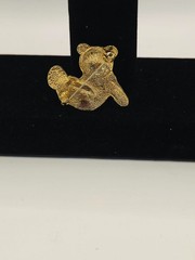 Vintage gold Tone Black Enamel Cloisonne Bear Brooch