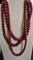 Lot of 4 Red Beaded Necklaces with Pendant, Mixed Materials (Unisex Adults)