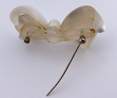 Moonglow Pastel Blue And White Lucite Bow Ribbon Twist Brooches Set Of 2