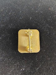 Vintage 1/10 10K Gold Filled Black Enamel Letter S Monogram Lapel Pin 0.5″