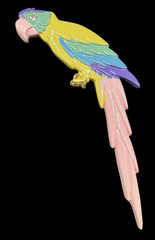 Vintage Parrot Brooch Colorful Plastic Bird Pin Pink Yellow Green Statement