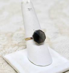 Antique 1920s Art Deco Abalone Cufflink Conversion Ring Gold Filled sz. 8