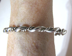 Vintage Sterling Silver Cuff Bracelet Minimalist Southwest Stackable Twist Rope