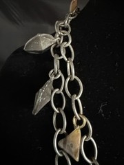 Vintage Silver Tone Chain Charm Necklace With Gemstones