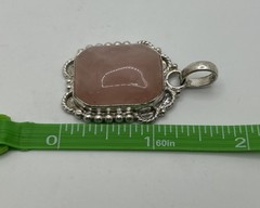 Vintage Faux Pink Stone Silver Pendant Jewelry Estate Find