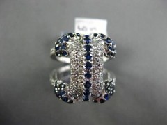 ESTATE LARGE 2.30CT DIAMOND & AAA SAPPHIRE 14KT WHITE GOLD 3D PAVE FUN RING
