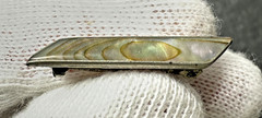 3 UNIQUE VINTAGE LINGERIE PINS: SILVER TONE + SHELL, GOLD & BLACK, GOLD M212