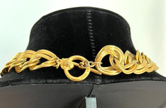ANNE KLEIN Signed GOLD TONE DOUBLE-LINK CHAIN 15″ STATEMENT CHOKER NECKLACE!