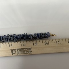Vintage Sodalite Beaded Necklace Gold tone Twisted Chips Chunky Choker 16″
