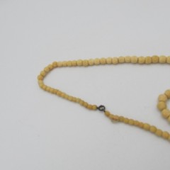 Vintage Hand Carved Celluloid Cream Tone Bead Necklace 26 in Long
