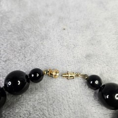 Vintage Black Glass Beaded Necklace Collar Gold-Tone Barrel Clasp