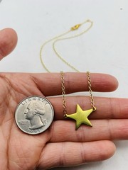 Vintage Gold Tone Celestial Star Charm Dainty Everyday Dainty 16” Necklace