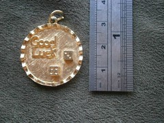 Large Good Luck Dice Vintage Chunky Goldtone Bracelet Charm Pendant 9.4g