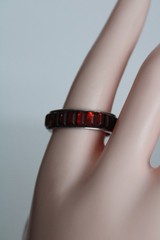 Vintage Sterling Silver Unisex Adult Garnet Ring, Signed: ST, S: 10.5