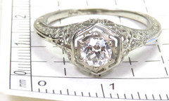 Antique Art Deco 1920’s Diamond 18KW Engagement Ring Size 6 UK-L1/2 EGL USA