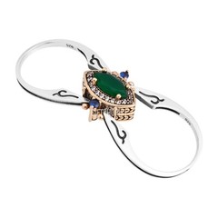 Turkish Reversible Marquise Cut Emerald Sapphire 925 Sterling Silver Ring
