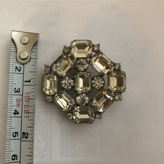 Stunning Vintage Art Deco Large Stone Statement Brooch Clear Stones Glamorous