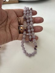Vintage 14k Yellow Gold Lavender Jade/Rose Quartz Gold Ball Beaded Necklaces Lot