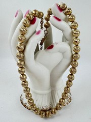 Vintage Crown Trifari Ball Bead Textured Gold Tone Chocker 14.5-16” Necklace