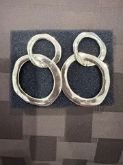 Vintage Gold Tone Interlocking Double Link Drop Statement Earrings 2 1/8″, 19gm