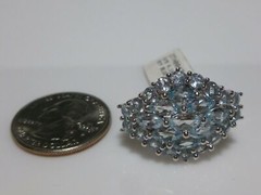 STERLING SILVER 4.00CT BLUE TOPAZ COCKTAIL CLUSTER DESIGNER WOMENS RING WITH TAG