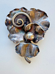 Georg Jensen USA Sterling Silver La Paglia? 2″Floral Pin Brooch #117