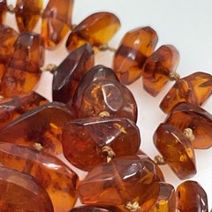 Vintage Baltic Amber Graduated Nugget Necklace Cognac 70g Endless Strand 28 in
