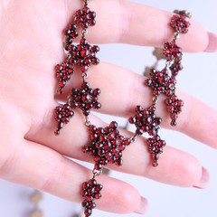 NO TARIFF Antique Bohemian Garnet Necklace Collier Tombac Gilded