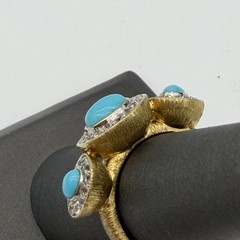 Vtg Lorenzo Sleeping Beauty Turquoise White Topaz Ring Sterling Silver Size 7
