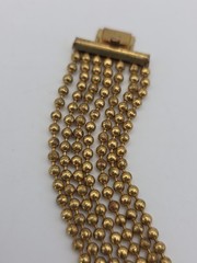 Vintage Art Deco Brass Multistrand BB Ball Bead Chain Bracelet 7″ 1930s Ornate