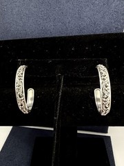 LOIS HILL Sterling Silver Filigree Scroll Bali 1.25” Hoop Post Earrings