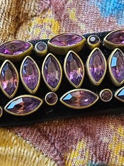 Antique Victorian Fancy Gold-Filled Amethyst Velvet Choker Necklace or Bracelet