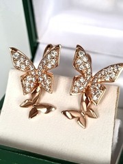 Vintage 1990-s 14 Ct Rolled Gold Large Zircons Earrings-Hallmarked 585 RG