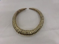 Vintage 1970s 1980s Tribal Brass Spiral Coil Modernist Collar Choker Necklace