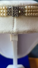 Circa 1950 NOS Marvella 3-Str Faux Pearl Necklace ,Original Tag,Box,Sterlinig