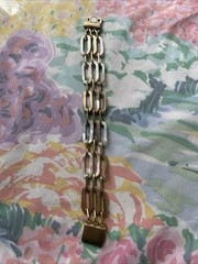 Vintage Mid Century Modern Geometric Link Bracelet Mother Of Pearl Magnetic