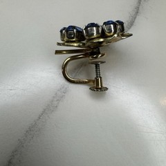 Vintage Krementz Blue Floral Necklace Earrings, 14k Rolled Gold