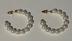Lot of 3 pair Gold Tone Pearl Earrings Costume Jewelry Pierced Post Hoops
