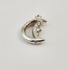 Vintage Sterling Silver Man in the Moon Crescent Hollow Pendant 925 – 1.1g