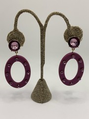 Sugarfix Purple Acrylic Rhinestone Oval Dangle Earrings