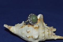 RING VTG Ukrainian russian STERLING SILVER 925 Genuine Green Nephrite Nephritis