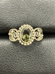 Vintage Sterling Silver Green Quartz Ring Size 8.25 F9