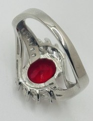 Vintage Faux Ruby Clear CZ Cubic Zirconia Silver Tone Ladies Band Ring Size 9.25