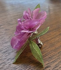 Vintage Authentic Portuguese FISH SCALE FLOWER Brooch Pin Santo Amaro Pico EUC