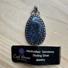 Paul Rossman CSHR Pendant 2 Inch Blue Fossil Dino Bone 925 Sterling 12.0g USA