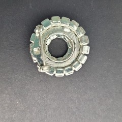 Vintage Small Silver Tone Circle Brooch With Dark Blue Rhinestones