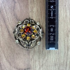 Vintage brooch – USSR jewelry – soviet orange stone – Czech Republic